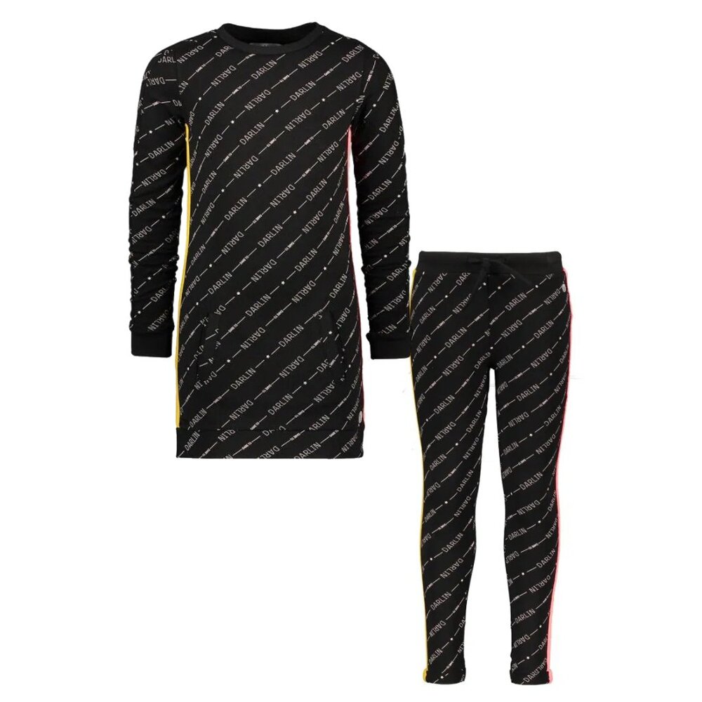 NWT - Moodstreet - Trendy Text Print Black Two-Piece Set